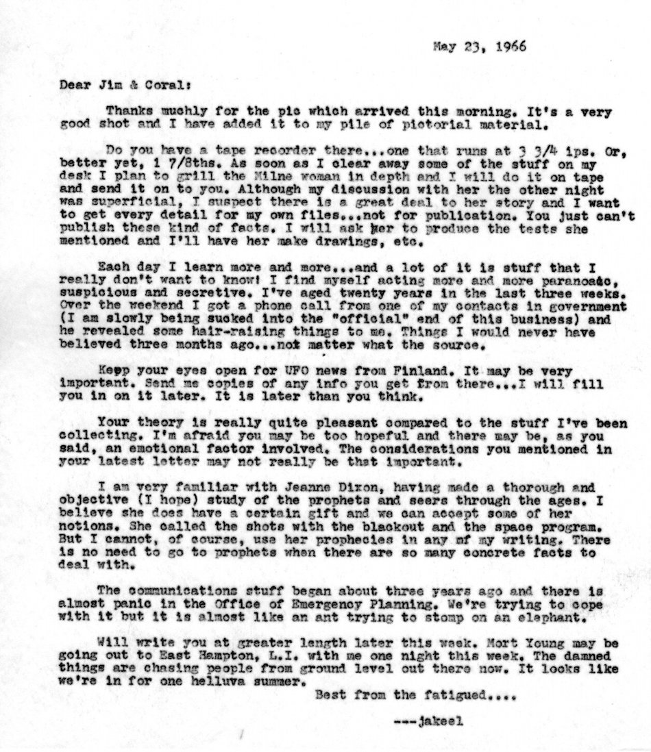 A Letter to Jim and Coral Lorenzen, May 23, 1966 « JOHN KEEL